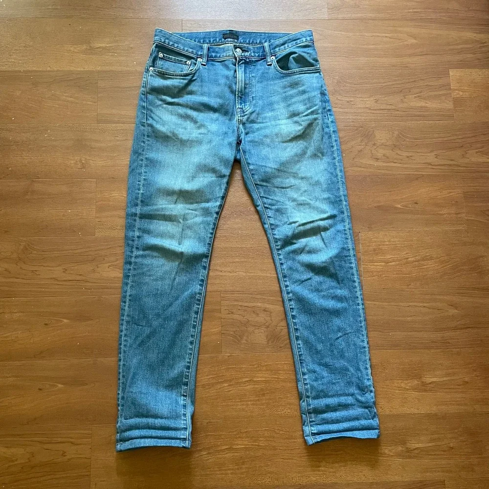 UNIQLO JEANS Mens 32x34 Straight Fit Blue Denim Casual Comfort Pants - Picture 1 of 5